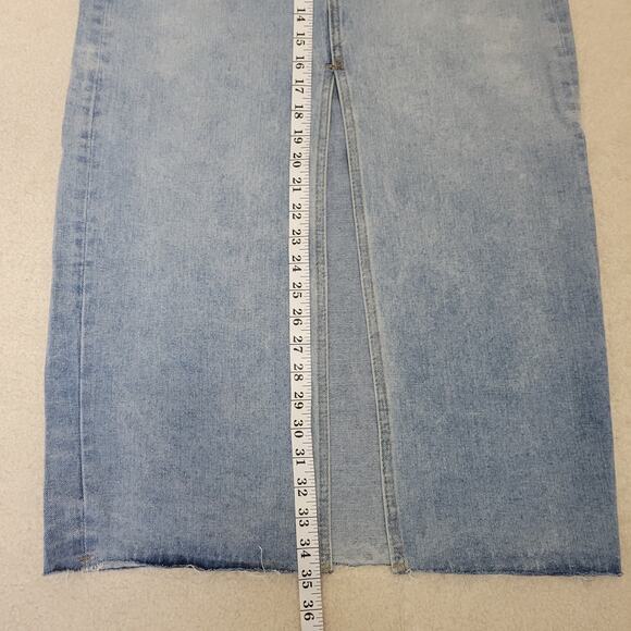 NWT W.Studio Streamgirl M Denim Pencil Straight Maxi Skirt High Front Slit - Picture 6 of 10